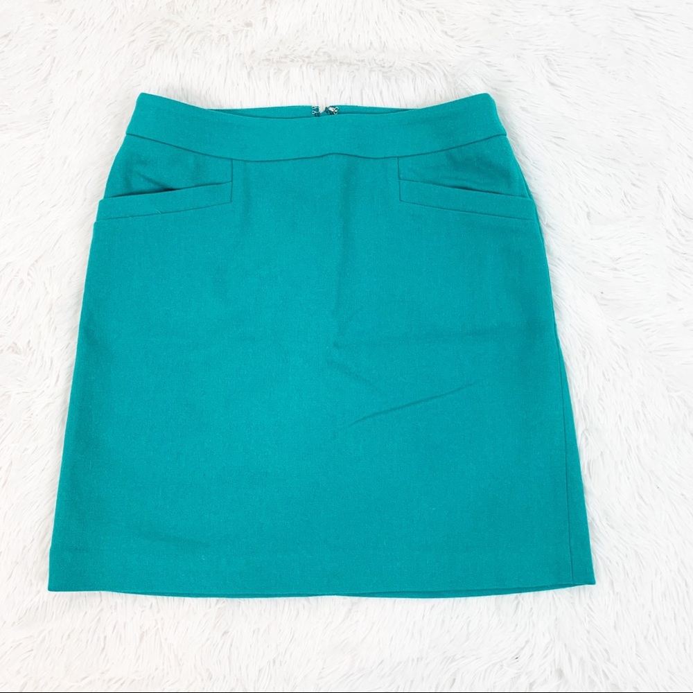 Ann Taylor wool blend a-line mini skirt turquoise